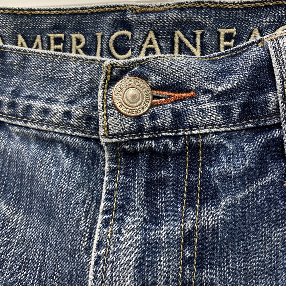 American Eagle Lightly Distressed Blue Denim Men's 33x30 Boot Cut Jeans 43053146 - Picture 6 of 11